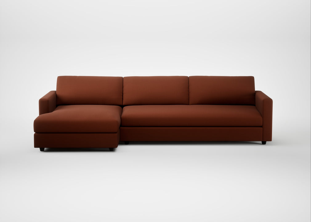 Nimbus II Left Hand Facing Chaise Corner Sofa Smart Cotton Linen Rust