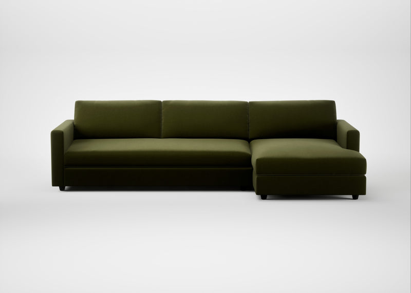 Nimbus II Right Hand Facing Chaise Sofa Cotton Velvet Evergreen