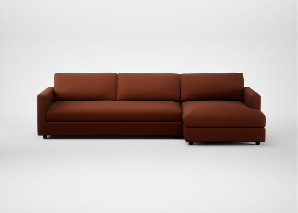 Nimbus II Right Hand Facing Chaise Corner Sofa Smart Cotton Linen Rust