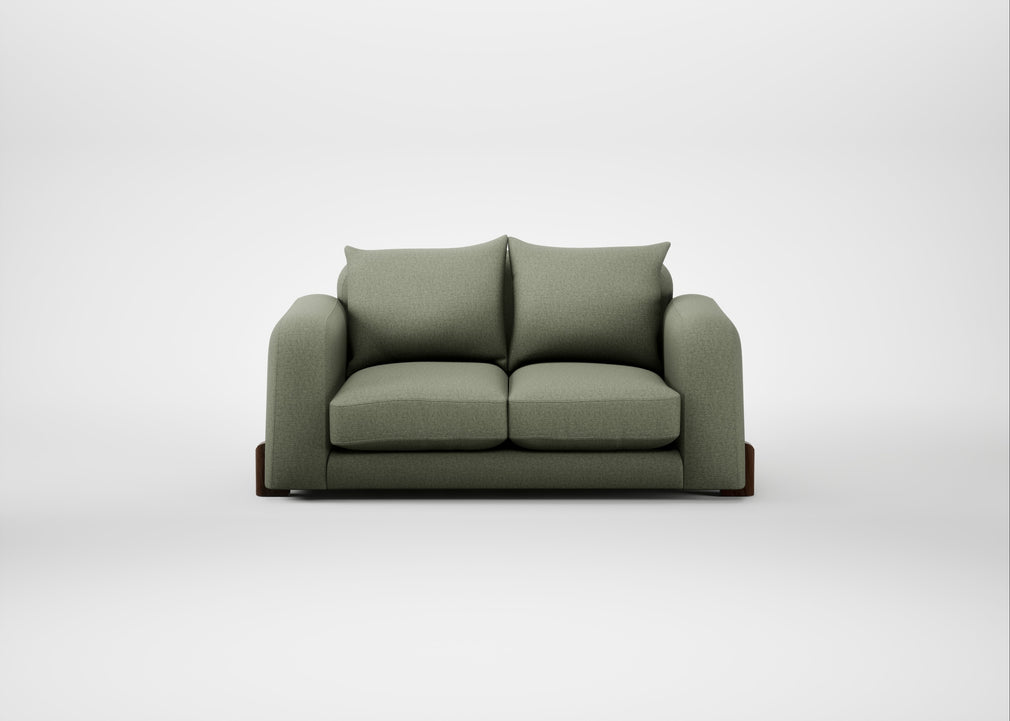 Nuvola 2 Seater Sofa Capelo Linen-Cotton Sage / Walnut Stained