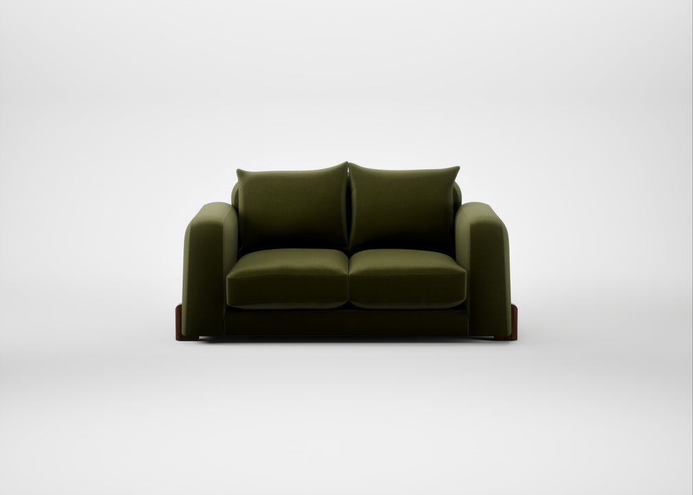 Nuvola 2 Seater Sofa Cotton Velvet Evergreen / Walnut Stained