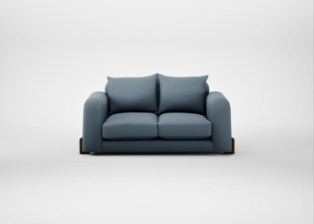 Nuvola 2 Seater Sofa Smart Cotton Linen Celestial / Walnut Stained