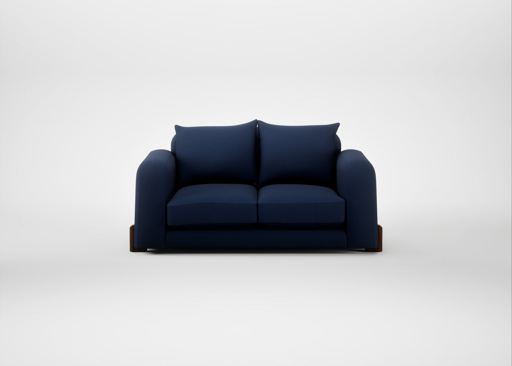 Nuvola 2 Seater Sofa Smart Cotton Linen Indigo / Walnut Stained