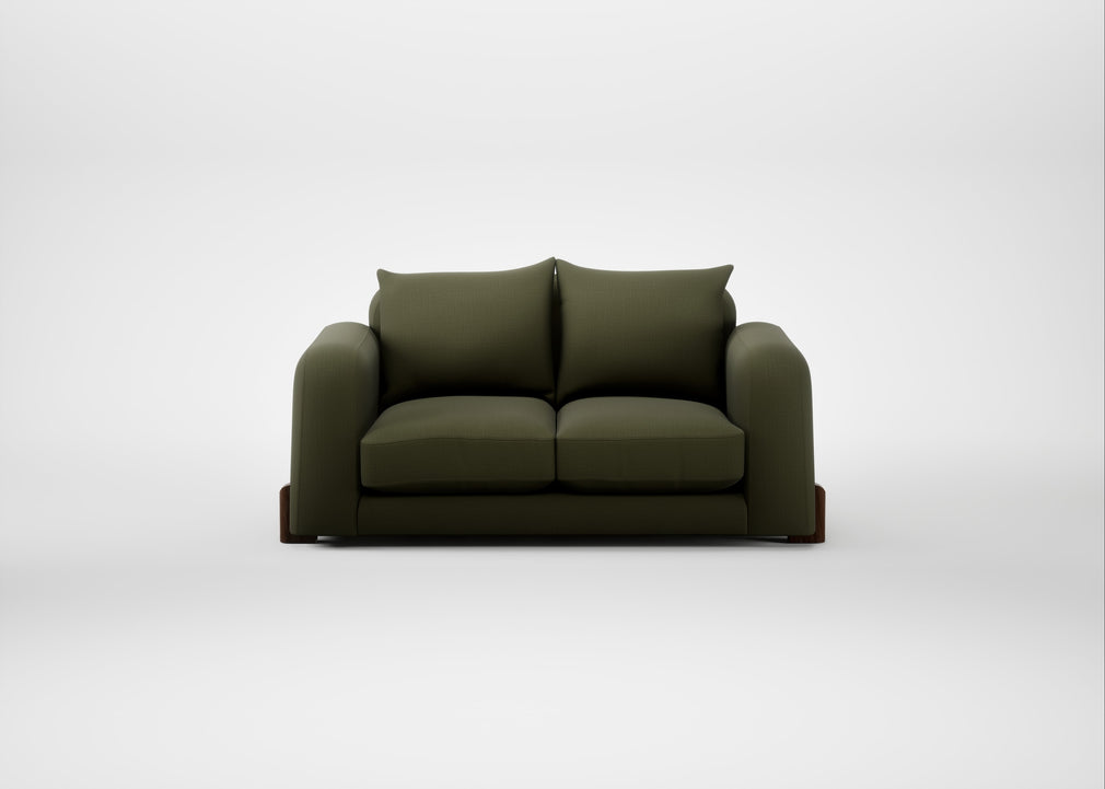 Nuvola 2 Seater Sofa Smart Cotton Linen Myrtle / Walnut Stained