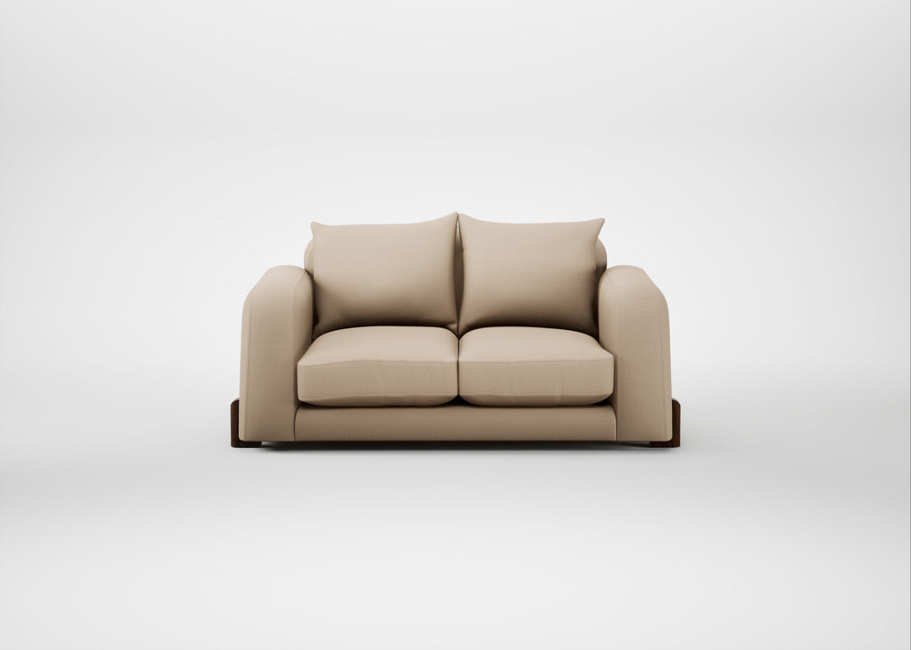Nuvola 2 Seater Sofa Smart Cotton Linen Rice / Walnut Stained