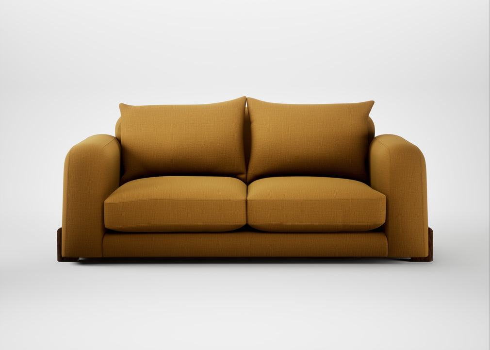 Nuvola 2 Seater Sofa Smart Cotton Linen Sahara / Walnut Stained
