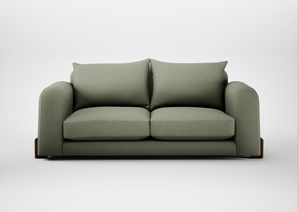 Nuvola 3 Seater Sofa Capelo Linen-Cotton Sage / Walnut Stained