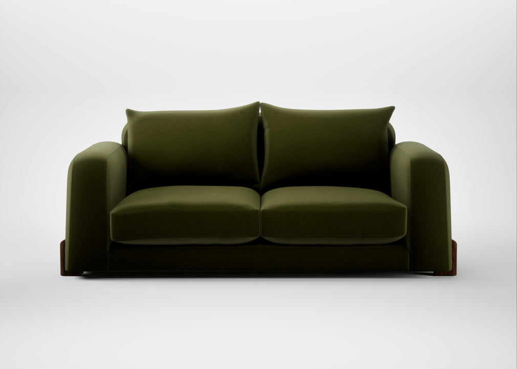 Nuvola 3 Seater Sofa Cotton Velvet Evergreen / Walnut Stained