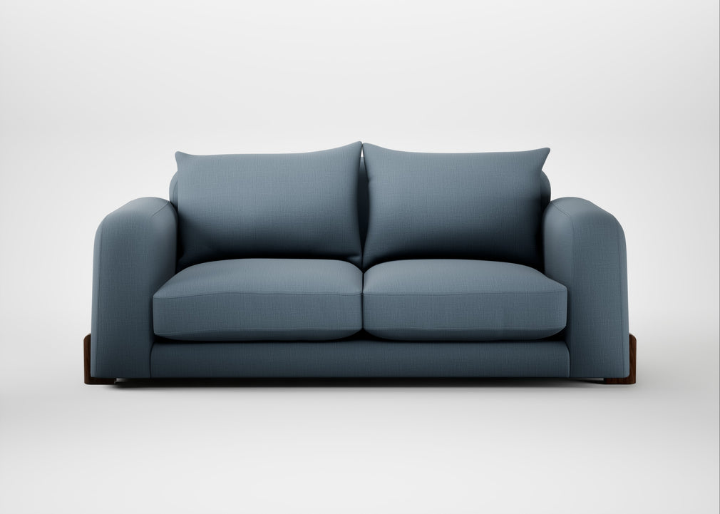 Nuvola 3 Seater Sofa Smart Cotton Linen Celestial / Walnut Stained
