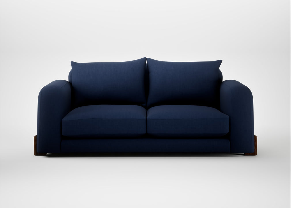 Nuvola 3 Seater Sofa Smart Cotton Linen Indigo / Walnut Stained