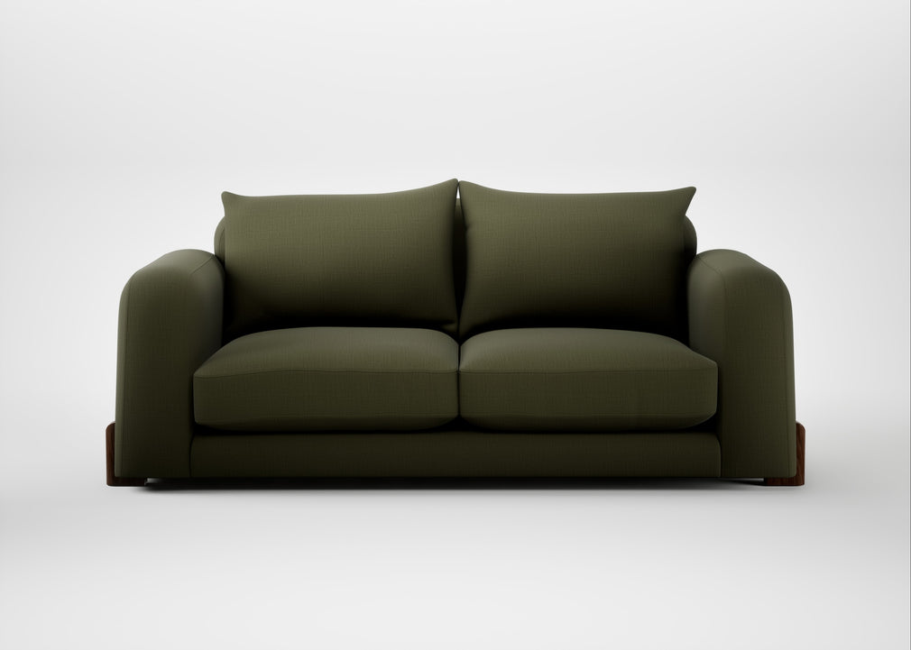 Nuvola 3 Seater Sofa Smart Cotton Linen Myrtle / Walnut Stained