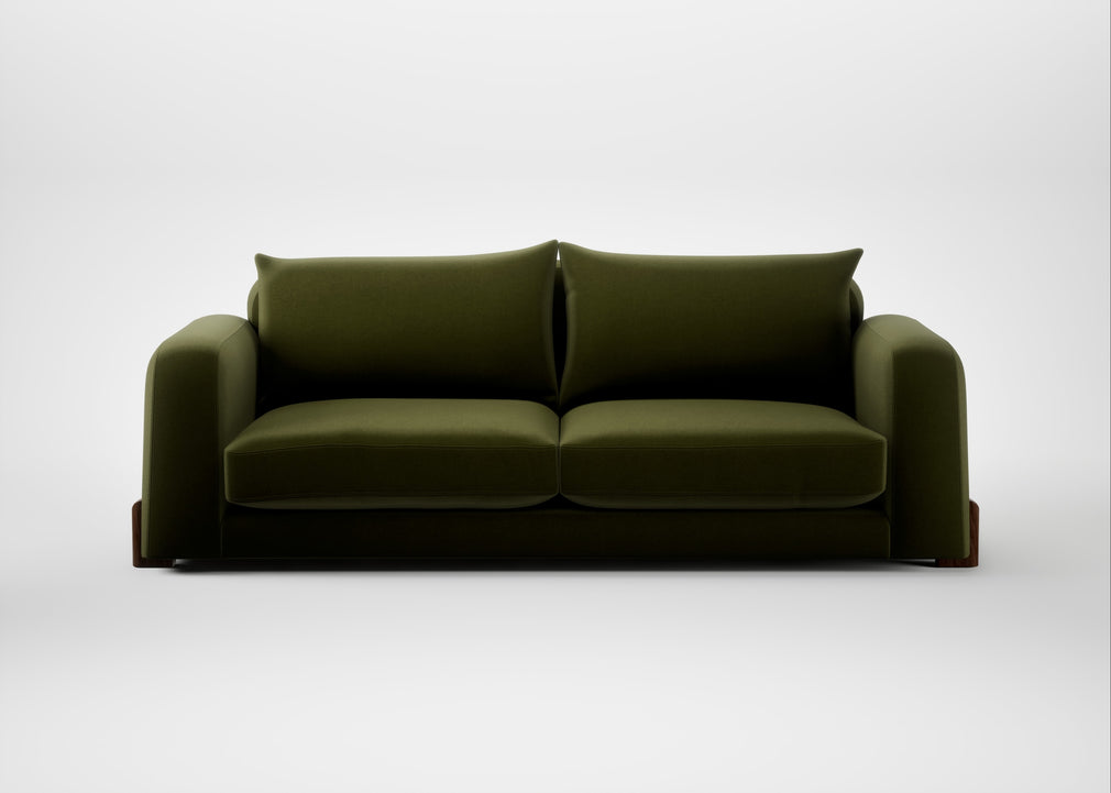 Nuvola 4 Seater Sofa Cotton Velvet Evergreen / Walnut Stained