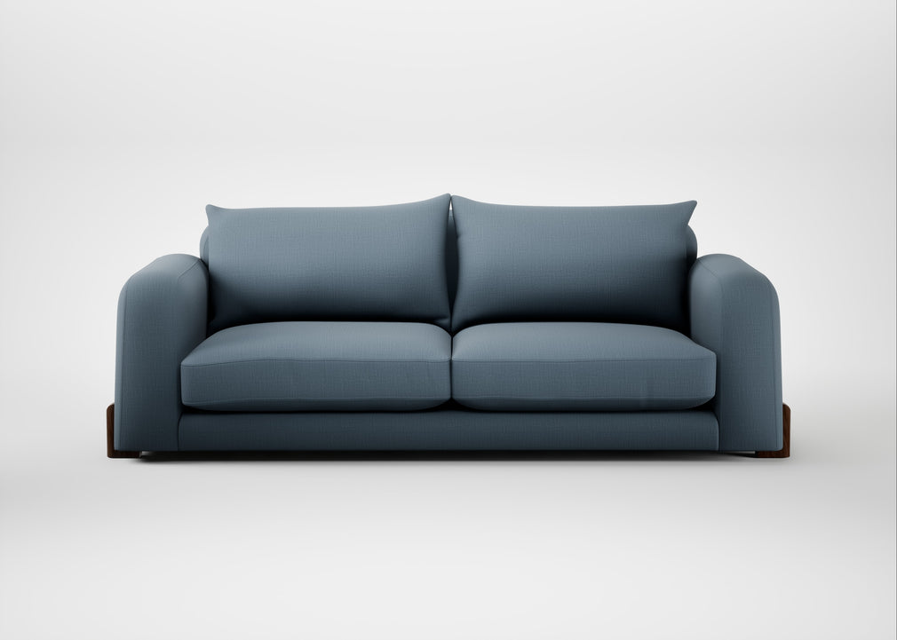 Nuvola 4 Seater Sofa Smart Cotton Linen Celestial / Walnut Stained
