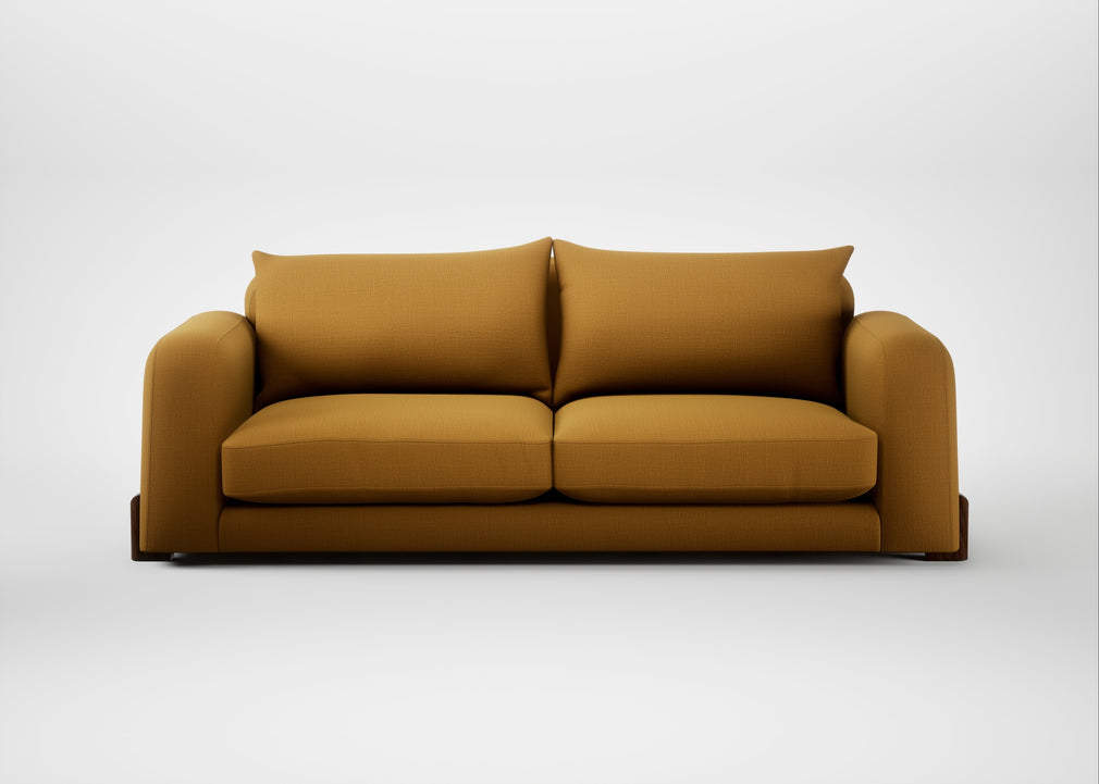 Nuvola 4 Seater Sofa Smart Cotton Linen Sahara / Walnut Stained