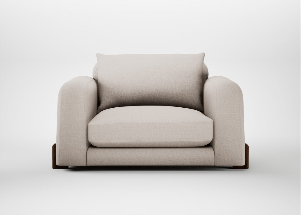 Nuvola Loveseat Capelo Linen-Cotton Sesame / Walnut Stained
