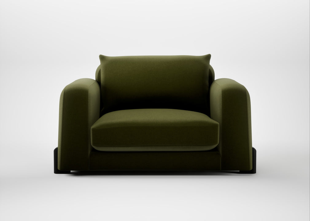 Nuvola Loveseat Cotton Velvet Evergreen / Black
