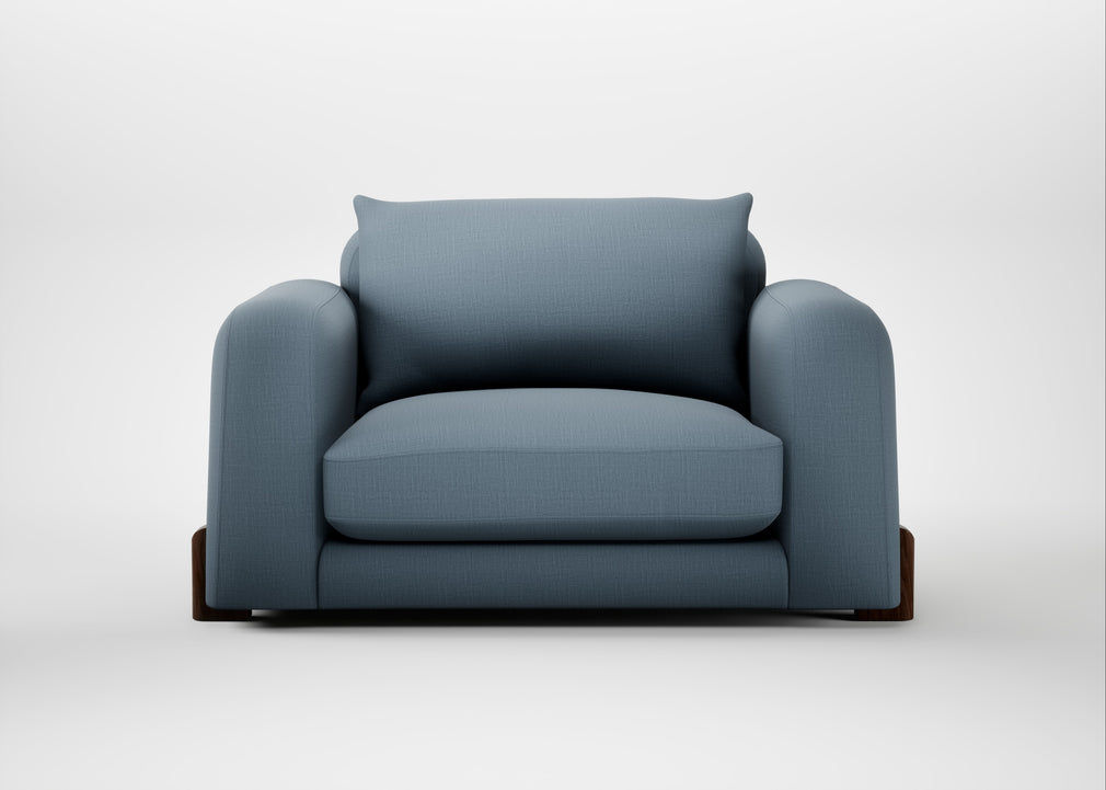 Nuvola Loveseat Smart Cotton Linen Celestial / Walnut Stained