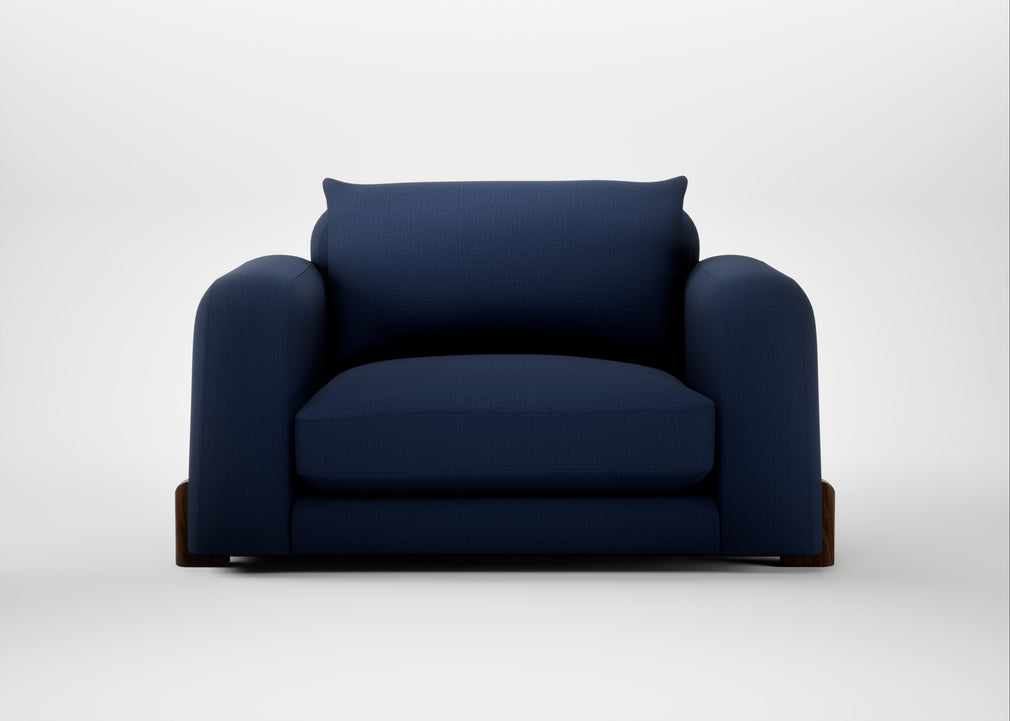 Nuvola Loveseat Smart Cotton Linen Indigo / Walnut Stained