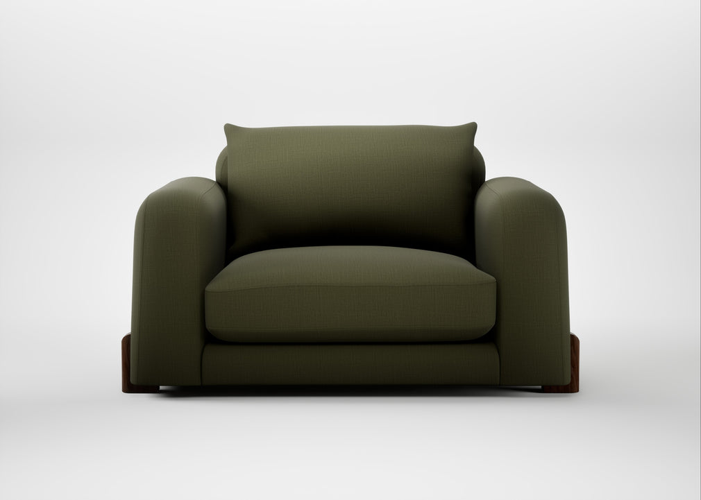 Nuvola Loveseat Smart Cotton Linen Myrtle / Walnut Stained
