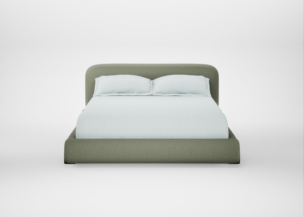 Nuvola Bed King / Capelo Linen-Cotton Sage / Walnut Stained
