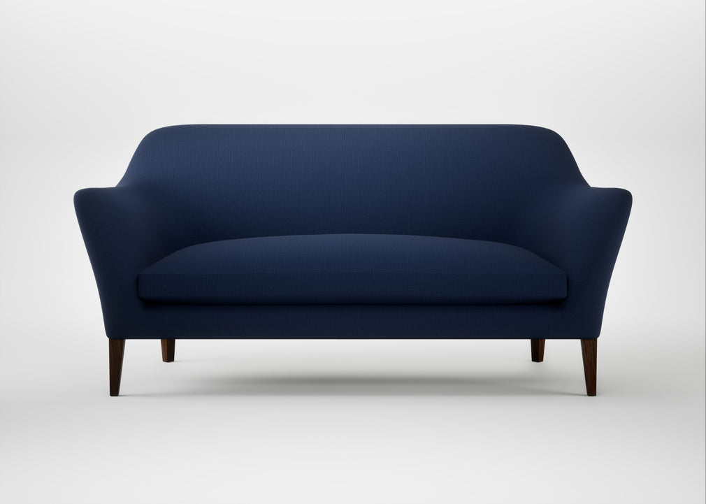 Wallis 3 Seater Sofa Smart Cotton Linen Indigo / Walnut Stained