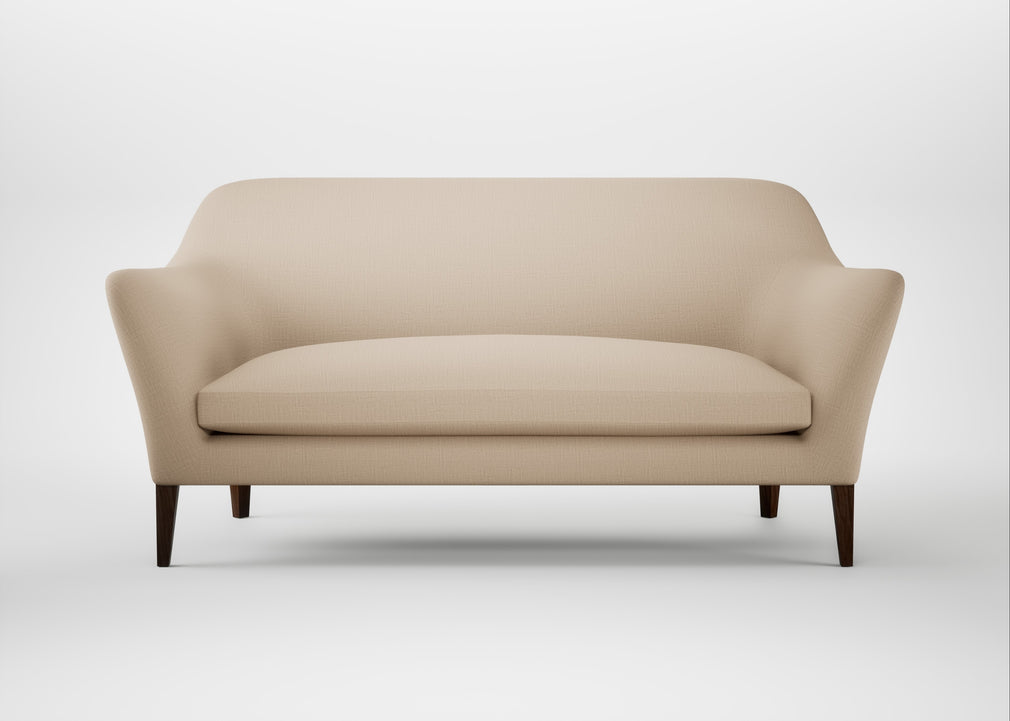 Wallis 3 Seater Sofa Smart Cotton Linen Rice / Walnut Stained