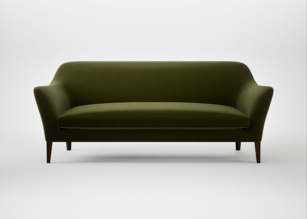 Wallis 4 Seater Sofa Cotton Velvet Evergreen / Walnut Stained