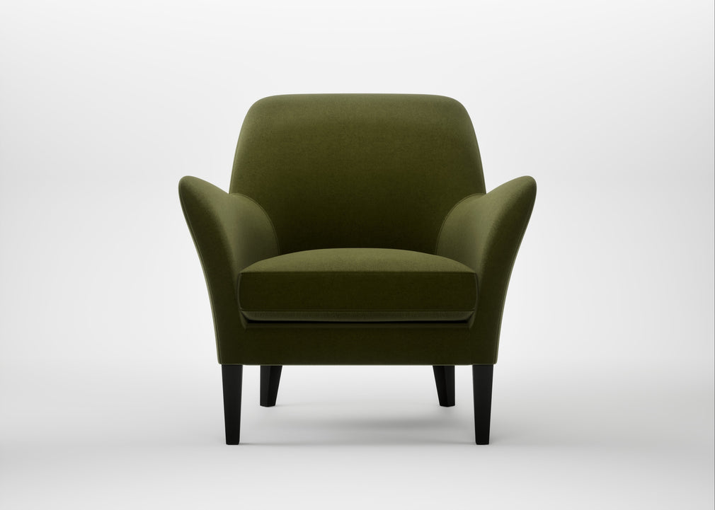 Wallis Armchair Cotton Velvet Evergreen / Black