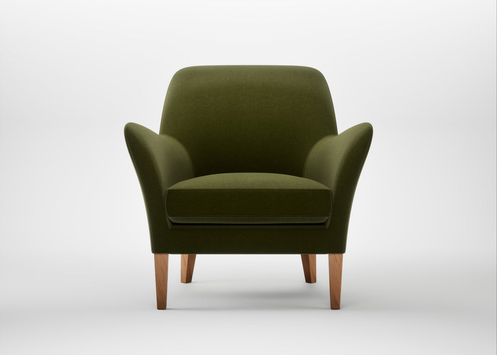 Wallis Armchair Cotton Velvet Evergreen / Natural