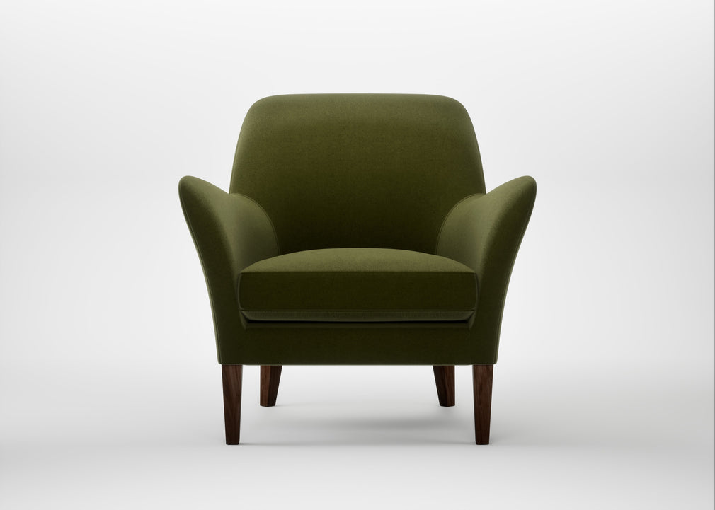 Wallis Armchair Cotton Velvet Evergreen / Walnut Stained
