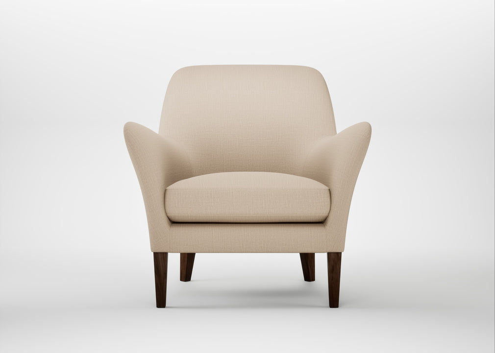 Wallis Armchair Smart Cotton Linen Rice / Walnut Stained