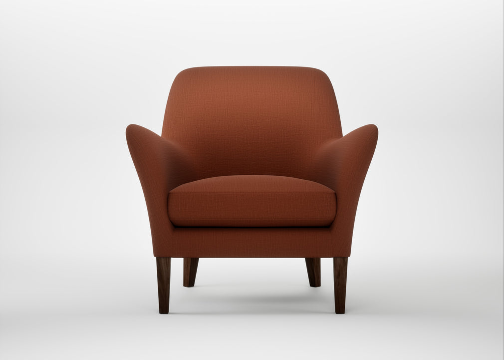 Wallis Armchair Smart Cotton Linen Rust / Walnut Stained