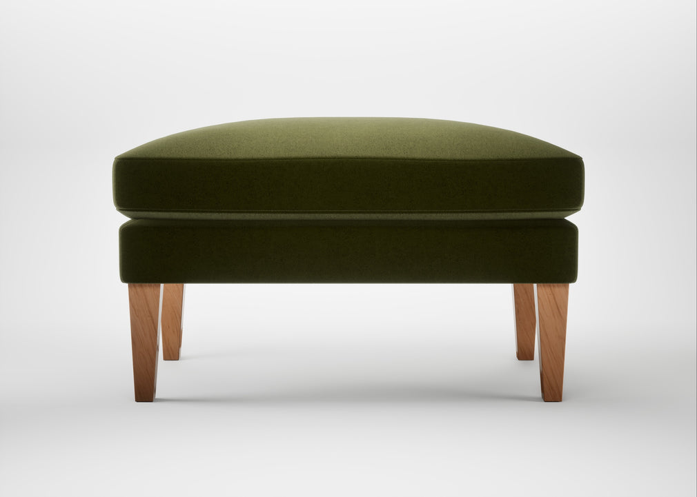Wallis Ottoman Cotton Velvet Evergreen / Natural
