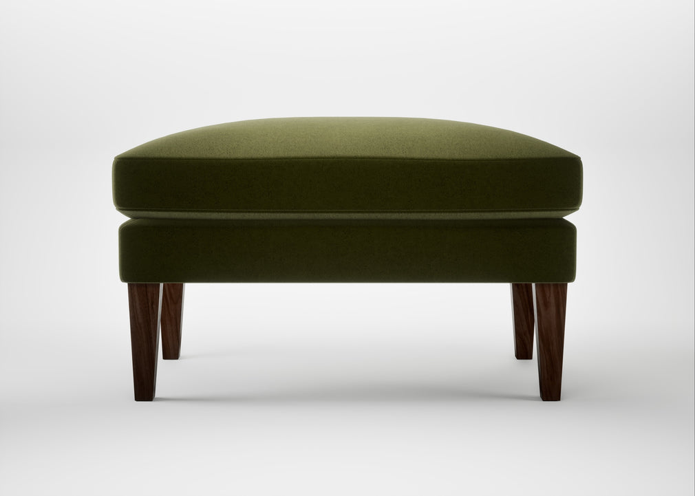Wallis Ottoman Cotton Velvet Evergreen / Walnut Stained