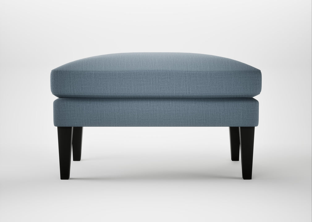 Wallis Ottoman Smart Cotton Linen Celestial / Black