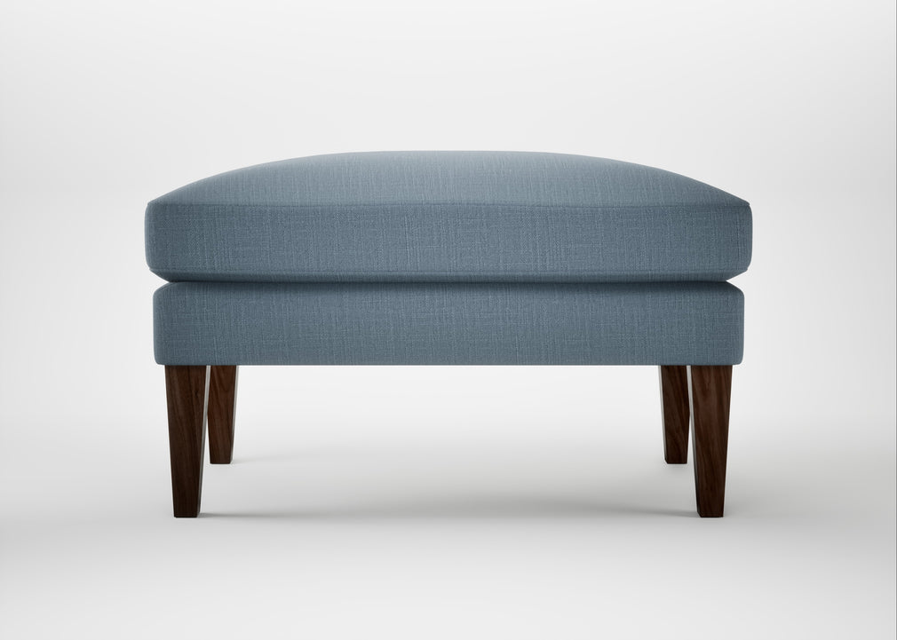 Wallis Ottoman Smart Cotton Linen Celestial / Walnut Stained