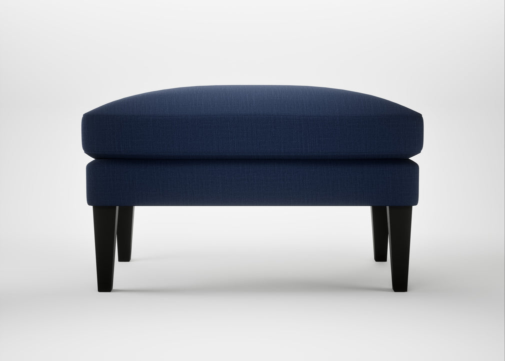 Wallis Ottoman Smart Cotton Linen Indigo / Black