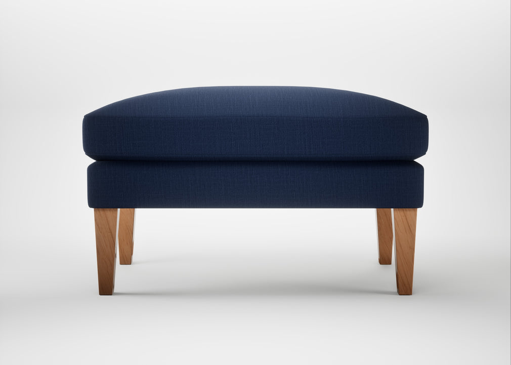 Wallis Ottoman Smart Cotton Linen Indigo / Natural