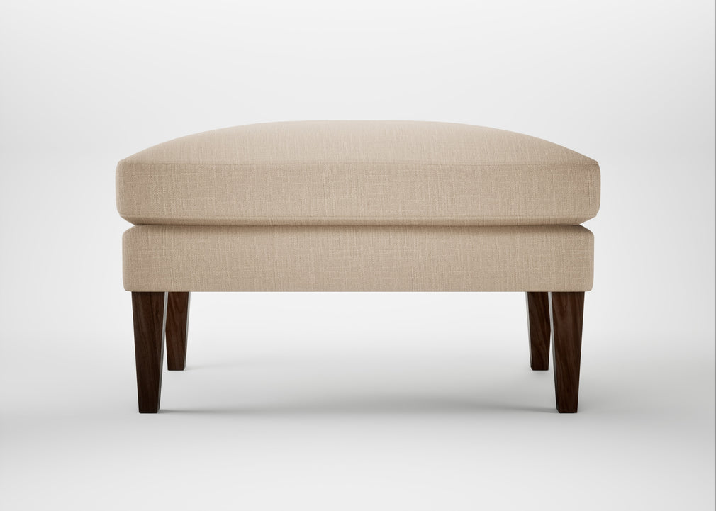 Wallis Ottoman Smart Cotton Linen Rice / Walnut Stained