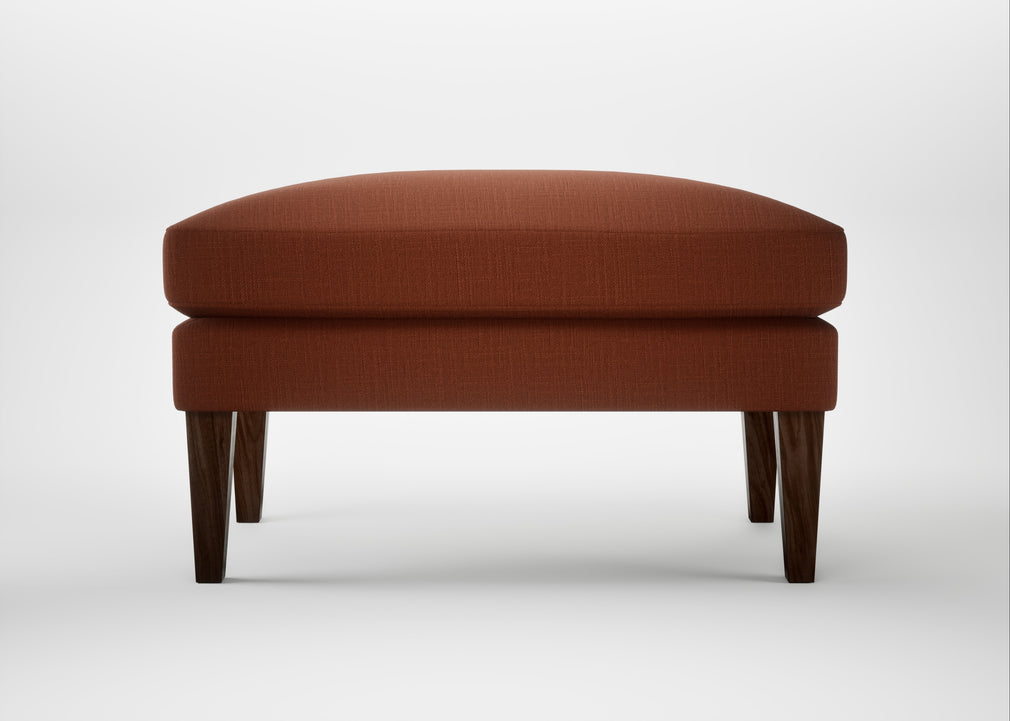 Wallis Ottoman Smart Cotton Linen Rust / Walnut Stained