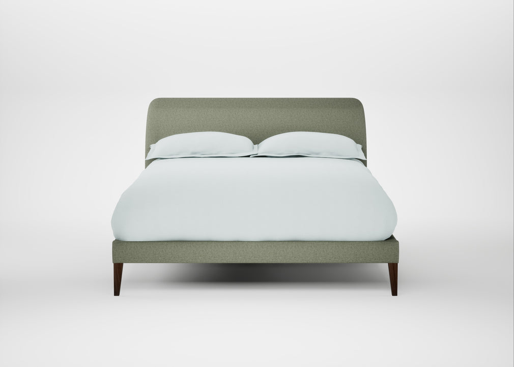 Wallis Bed Double / Capelo Linen-Cotton Sage / Walnut Stained"
