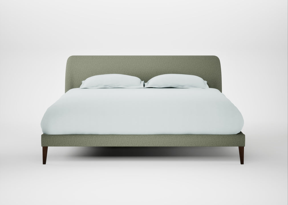 Wallis Bed Super King / Capelo Linen-Cotton Sage / Walnut Stained"