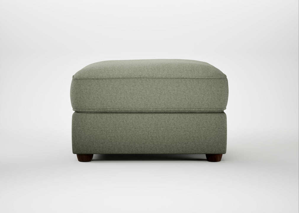 Tailor Rectangular Footstool Capelo Linen-Cotton Sage / Walnut Stained