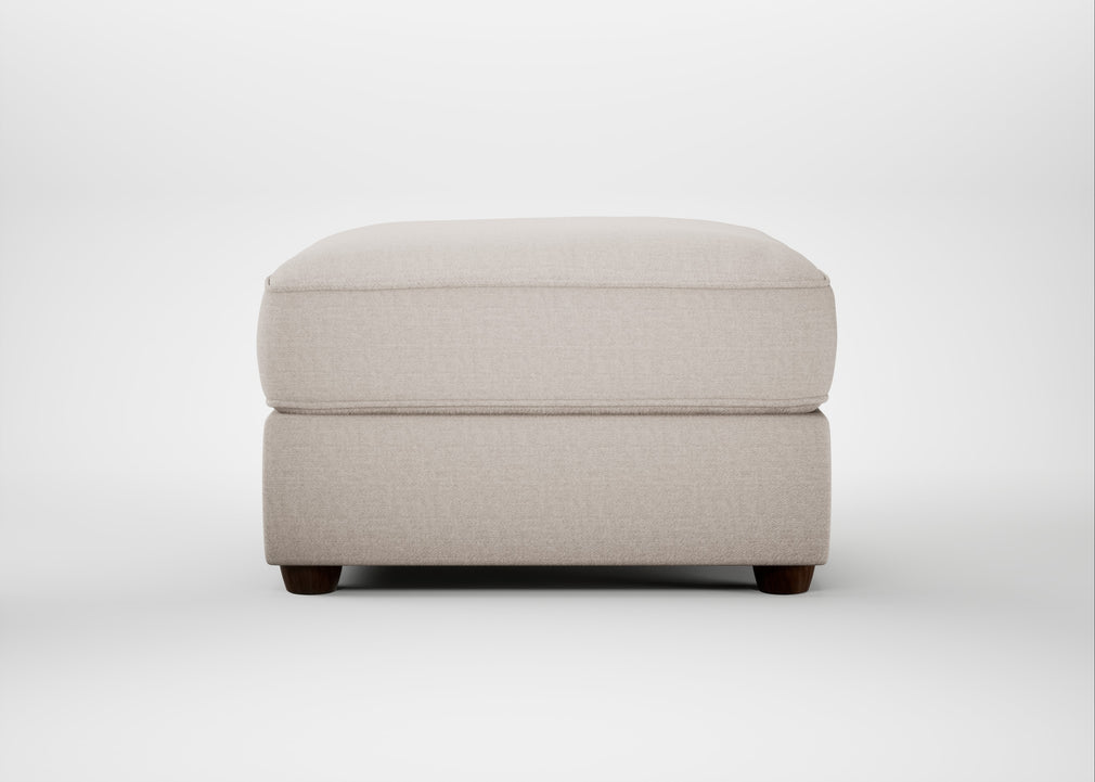 Tailor Rectangular Footstool Capelo Linen-Cotton Sesame / Walnut Stained