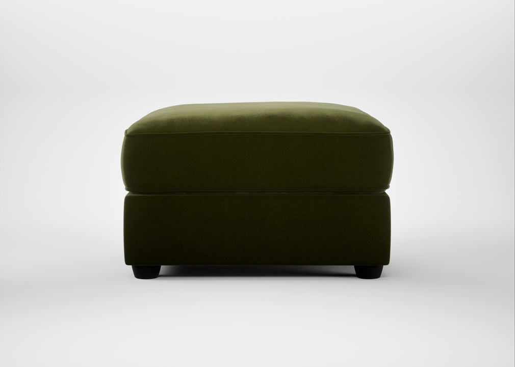 Tailor Rectangular Footstool Cotton Velvet Evergreen / Black
