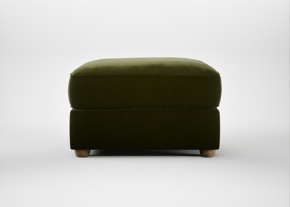 Tailor Rectangular Footstool Cotton Velvet Evergreen / Natural