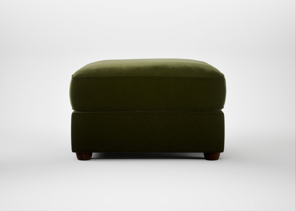 Tailor Rectangular Footstool Cotton Velvet Evergreen / Walnut Stained