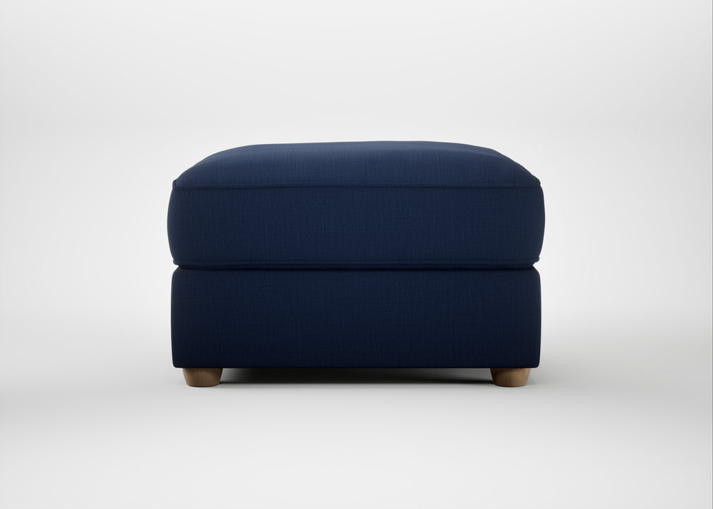 Tailor Rectangular Footstool Smart Cotton Linen Indigo / Natural