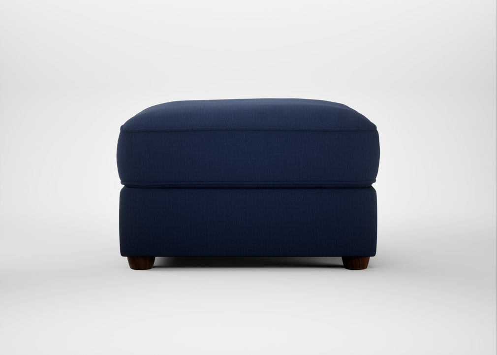 Tailor Rectangular Footstool Smart Cotton Linen Indigo / Walnut Stained