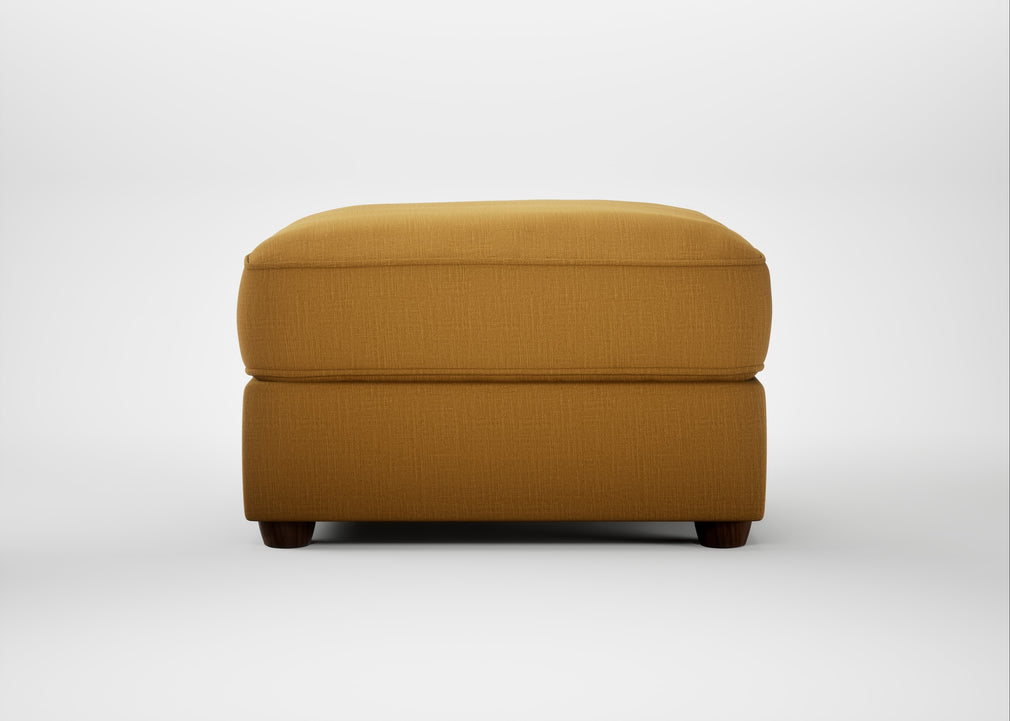 Tailor Rectangular Footstool Smart Cotton Linen Sahara / Walnut Stained